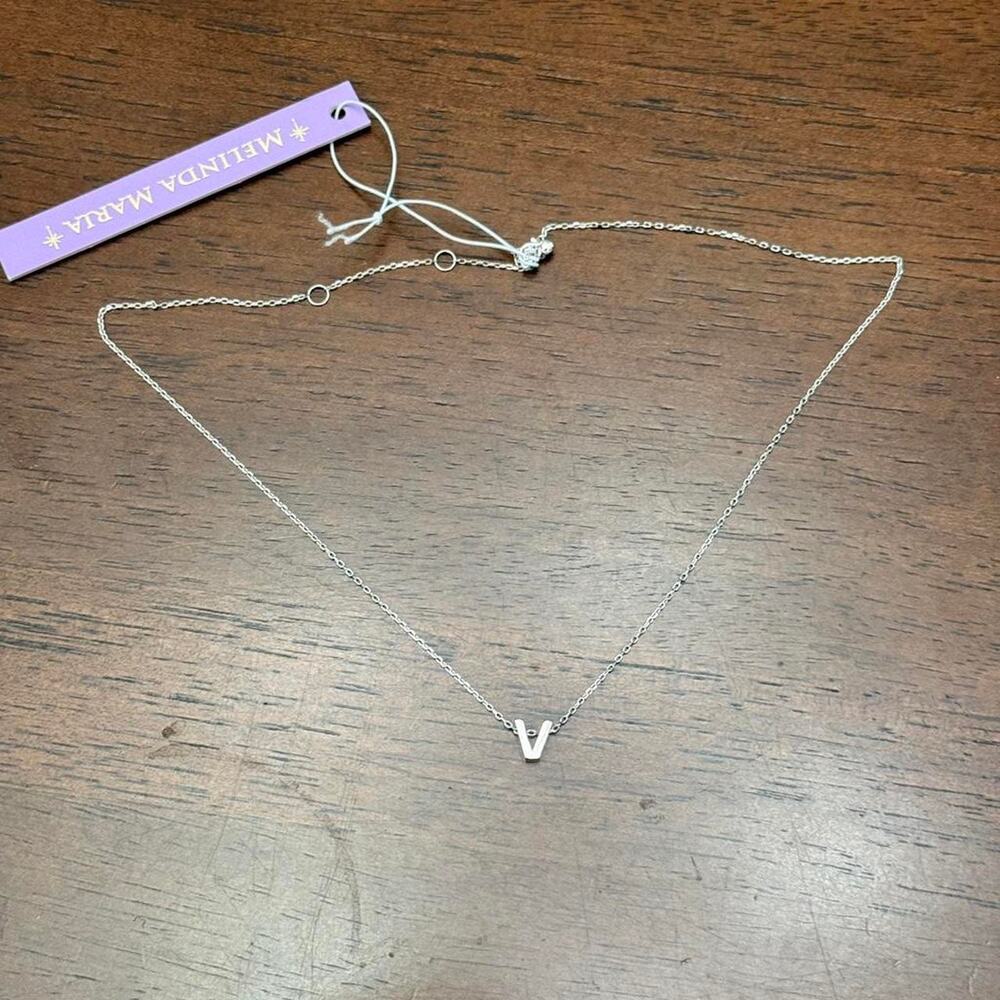 Melinda Maria Silver Initial Necklace - V